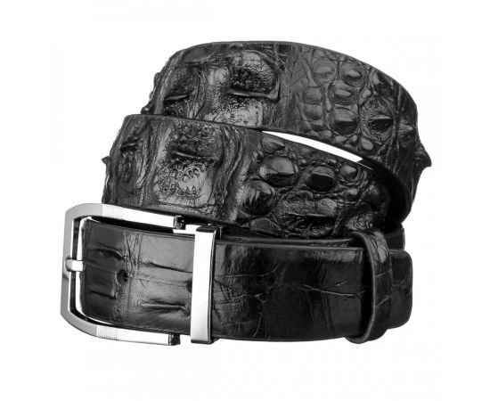 Купить Ремень мужской CROCODILE LEATHER 18008 из натуральной кожи крокодила Черный, фото , характеристики, отзывы