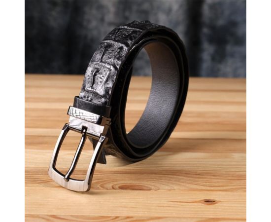 Купить Ремень мужской CROCODILE LEATHER 18008 из натуральной кожи крокодила Черный, фото , изображение 11, характеристики, отзывы