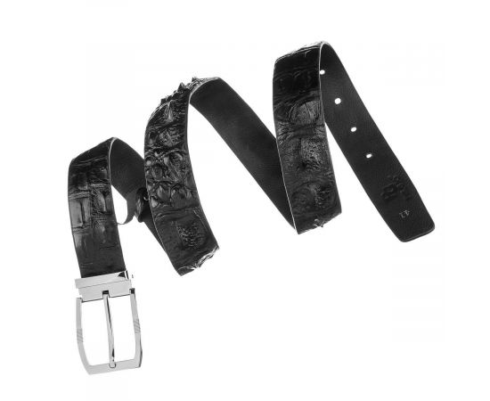 Купить Ремень мужской CROCODILE LEATHER 18008 из натуральной кожи крокодила Черный, фото , изображение 3, характеристики, отзывы
