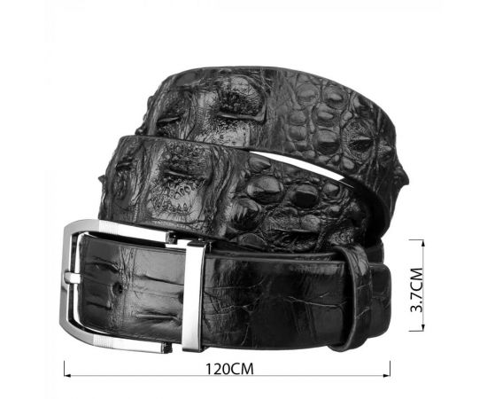 Купить Ремень мужской CROCODILE LEATHER 18008 из натуральной кожи крокодила Черный, фото , изображение 5, характеристики, отзывы