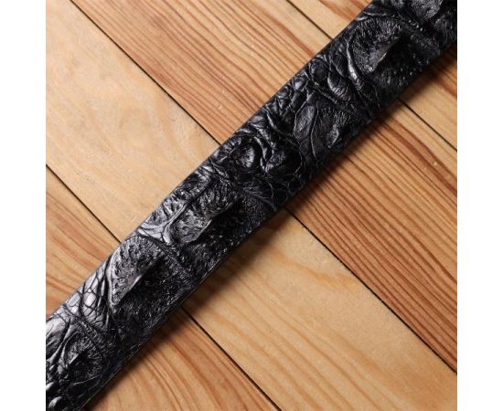 Купить Ремень мужской CROCODILE LEATHER 18008 из натуральной кожи крокодила Черный, фото , изображение 10, характеристики, отзывы