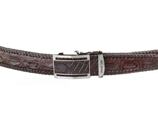 Купить Ремень-автомат CROCODILE LEATHER 18171 из натуральной кожи крокодила Коричневый, фото , изображение 2, характеристики, отзывы