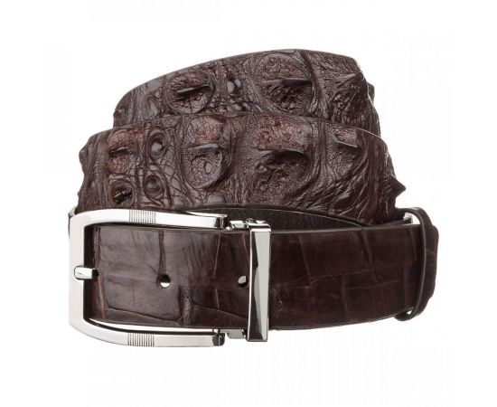 Купить Ремень мужской CROCODILE LEATHER 18178 из натуральной кожи крокодила Коричневый, фото , характеристики, отзывы