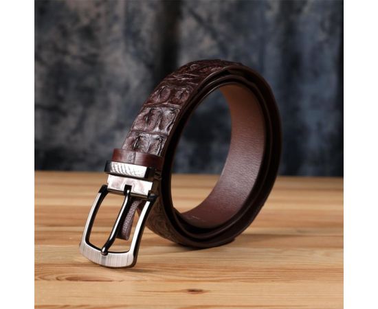 Купить Ремень мужской CROCODILE LEATHER 18178 из натуральной кожи крокодила Коричневый, фото , изображение 11, характеристики, отзывы