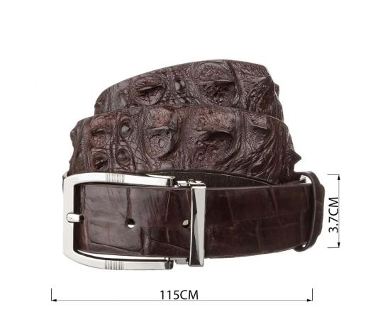 Купить Ремень мужской CROCODILE LEATHER 18178 из натуральной кожи крокодила Коричневый, фото , изображение 4, характеристики, отзывы