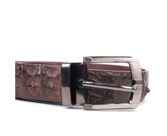 Купить Ремень мужской CROCODILE LEATHER 18178 из натуральной кожи крокодила Коричневый, фото , изображение 7, характеристики, отзывы
