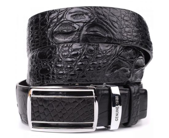 Купить Ремень-автомат CROCODILE LEATHER 18239 из натуральной кожи крокодила Черный, фото , характеристики, отзывы