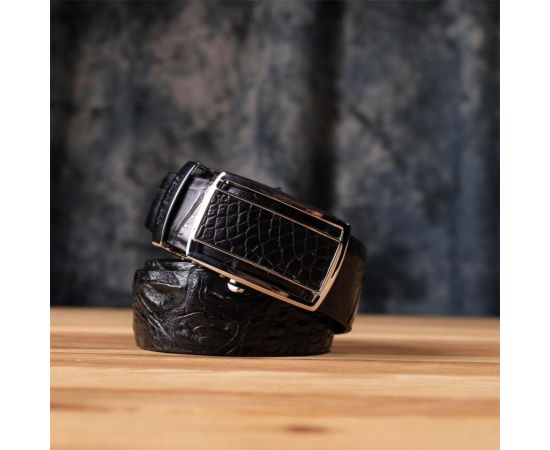 Купить Ремень-автомат CROCODILE LEATHER 18239 из натуральной кожи крокодила Черный, фото , изображение 11, характеристики, отзывы