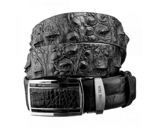 Купить Ремень-автомат CROCODILE LEATHER 18239 из натуральной кожи крокодила Черный, фото , изображение 6, характеристики, отзывы