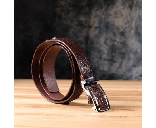 Купить Ремень-автомат CROCODILE LEATHER 18240 из натуральной кожи крокодила Коричневый, фото , изображение 11, характеристики, отзывы