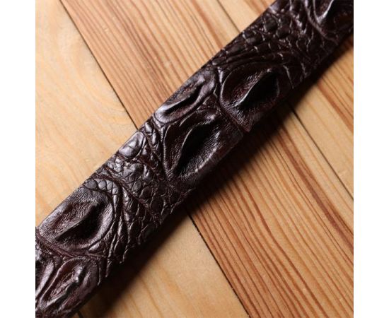 Купить Ремень-автомат CROCODILE LEATHER 18240 из натуральной кожи крокодила Коричневый, фото , изображение 12, характеристики, отзывы