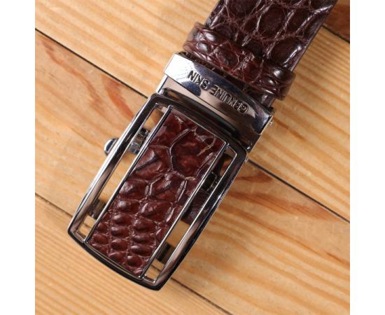 Купить Ремень-автомат CROCODILE LEATHER 18240 из натуральной кожи крокодила Коричневый, фото , изображение 13, характеристики, отзывы