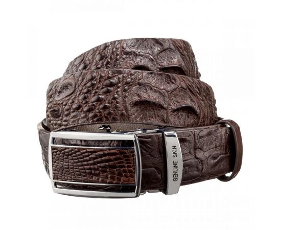 Купить Ремень-автомат CROCODILE LEATHER 18240 из натуральной кожи крокодила Коричневый, фото , изображение 6, характеристики, отзывы