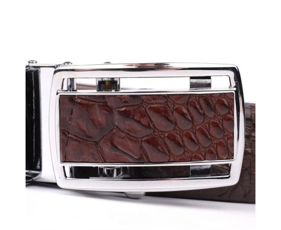 Купить Ремень-автомат CROCODILE LEATHER 18240 из натуральной кожи крокодила Коричневый, фото , изображение 7, характеристики, отзывы