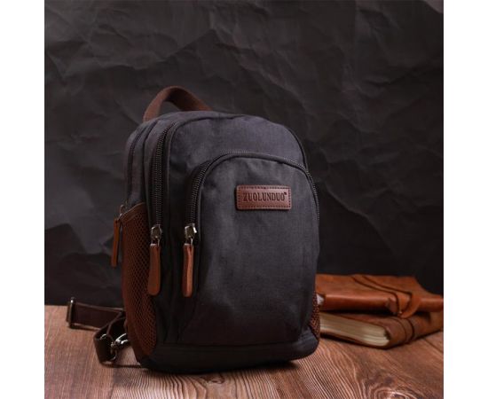 Придбати Интересный рюкзак из полиэстера с большим количеством карманов Vintage 22148 Черный, image , зображення 9, характеристики, відгуки