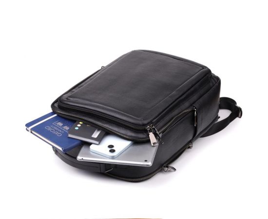 Придбати Многофункциональный рюкзак для мужчин из натуральной кожи Vintage 23044 Черный, image , зображення 9, характеристики, відгуки