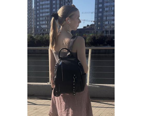 Придбати Классический женский рюкзак из натуральной кожи Vintage 23061 Черный, image , зображення 13, характеристики, відгуки