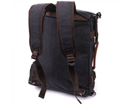 Придбати Текстильный большой дорожный рюкзак трансформер Vintage sale_15074 Черный, image , зображення 2, характеристики, відгуки