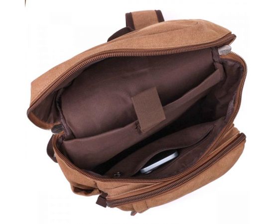 Придбати Текстильный большой рюкзак с карманом для ноутбука Vintage sale_15075 Песочный, image , зображення 4, характеристики, відгуки