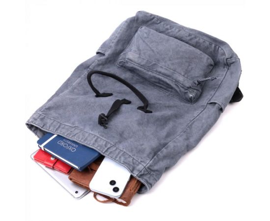 Придбати Модный городской рюкзак-мешок унисекс из плотного текстиля Vintage sale_15076 Серый, image , зображення 5, характеристики, відгуки