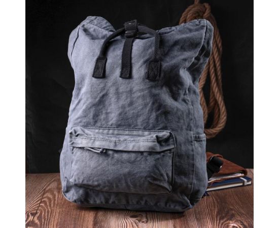 Придбати Модный городской рюкзак-мешок унисекс из плотного текстиля Vintage sale_15076 Серый, image , зображення 6, характеристики, відгуки