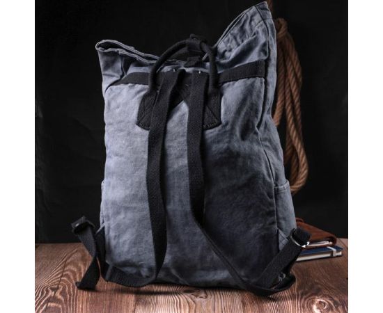 Придбати Модный городской рюкзак-мешок унисекс из плотного текстиля Vintage sale_15076 Серый, image , зображення 7, характеристики, відгуки