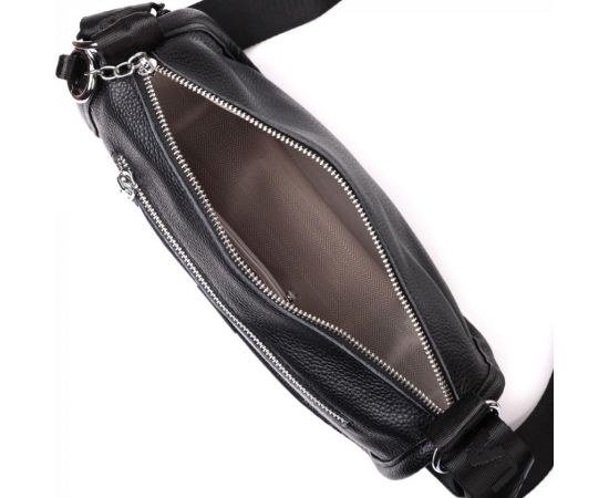 Придбати Женская сумка с округленными краями из натуральной кожи Vintage 22253 Черная, image , зображення 6, характеристики, відгуки