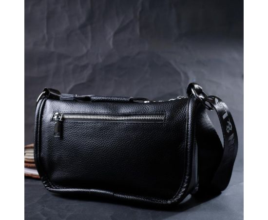 Придбати Женская сумка с округленными краями из натуральной кожи Vintage 22253 Черная, image , зображення 10, характеристики, відгуки