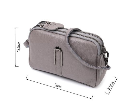 Купить Сумка женская на два отделения из натуральной кожи Vintage 22278 Серая, фото , изображение 3, характеристики, отзывы