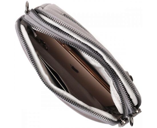 Купить Сумка женская на два отделения из натуральной кожи Vintage 22278 Серая, фото , изображение 7, характеристики, отзывы