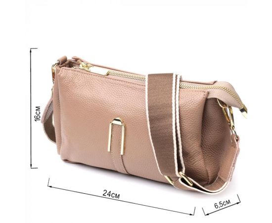 Купить Оригинальная сумка через плече из натуральной кожи Vintage 22289 Бежевая, фото , изображение 3, характеристики, отзывы