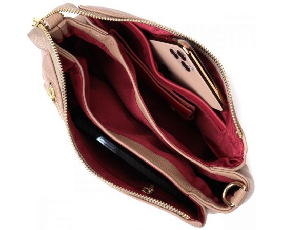 Купить Оригинальная сумка через плече из натуральной кожи Vintage 22289 Бежевая, фото , изображение 7, характеристики, отзывы