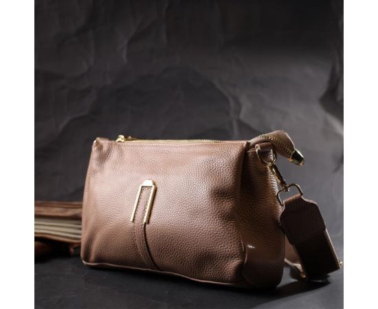 Купить Оригинальная сумка через плече из натуральной кожи Vintage 22289 Бежевая, фото , изображение 9, характеристики, отзывы