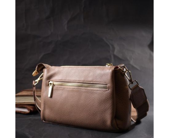 Купить Оригинальная сумка через плече из натуральной кожи Vintage 22289 Бежевая, фото , изображение 10, характеристики, отзывы