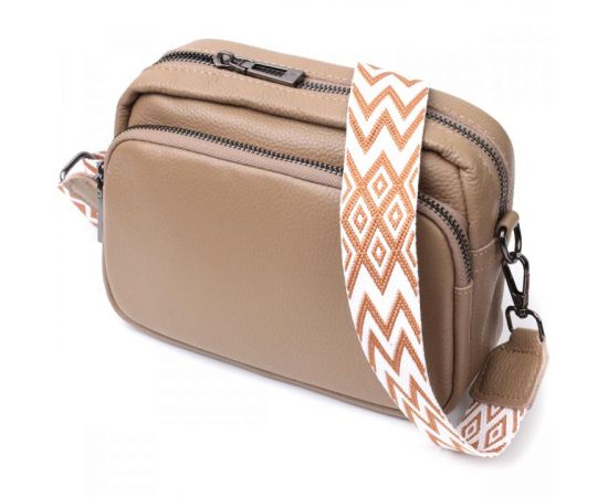 Придбати Женская сумка кросс-боди из натуральной кожи Vintage 22293 Бежевая, image , характеристики, відгуки