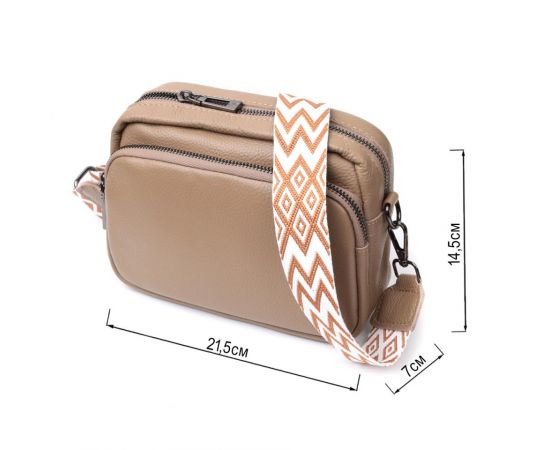 Придбати Женская сумка кросс-боди из натуральной кожи Vintage 22293 Бежевая, image , зображення 3, характеристики, відгуки