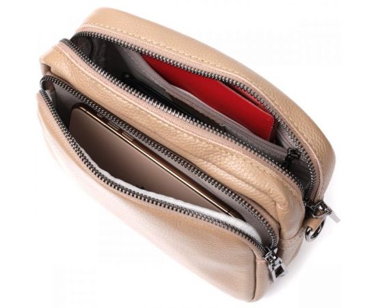 Придбати Женская сумка кросс-боди из натуральной кожи Vintage 22293 Бежевая, image , зображення 7, характеристики, відгуки