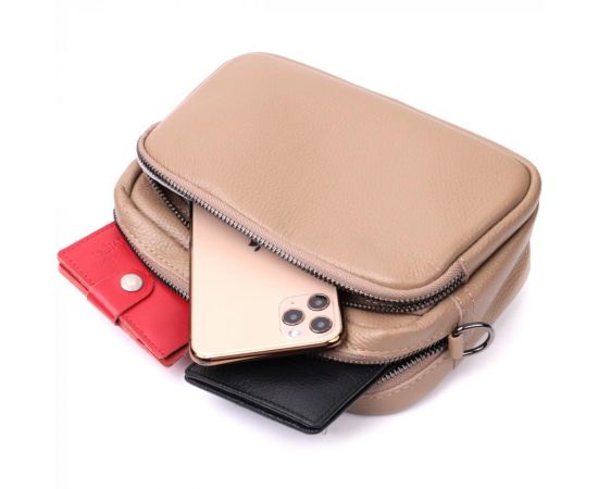 Придбати Женская сумка кросс-боди из натуральной кожи Vintage 22293 Бежевая, image , зображення 8, характеристики, відгуки