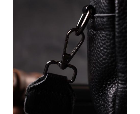 Придбати Компактная женская сумка кросс-боди из натуральной кожи Vintage 22294 Черная, image , зображення 11, характеристики, відгуки