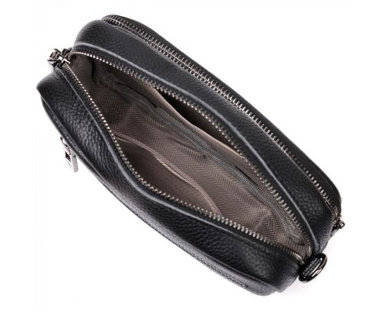 Придбати Компактная женская сумка кросс-боди из натуральной кожи Vintage 22294 Черная, image , зображення 6, характеристики, відгуки