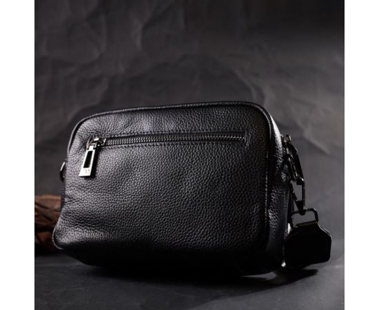 Придбати Компактная женская сумка кросс-боди из натуральной кожи Vintage 22294 Черная, image , зображення 10, характеристики, відгуки