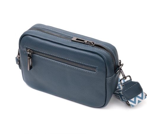 Придбати Интересная женская сумка кросс-боди из натуральной кожи Vintage 22297 Синяя, image , зображення 2, характеристики, відгуки
