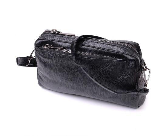 Придбати Женская сумка-клатч из мягкой натуральной кожи Vintage 22375 Черная, image , характеристики, відгуки