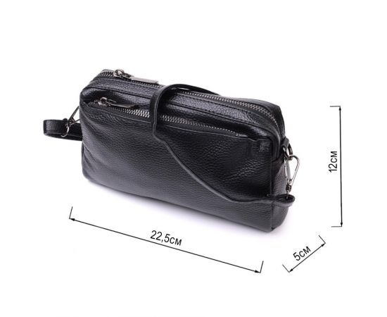 Придбати Женская сумка-клатч из мягкой натуральной кожи Vintage 22375 Черная, image , зображення 3, характеристики, відгуки