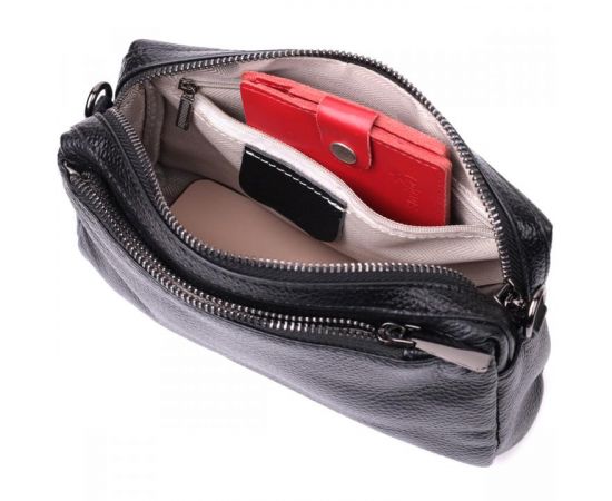 Придбати Женская сумка-клатч из мягкой натуральной кожи Vintage 22375 Черная, image , зображення 7, характеристики, відгуки