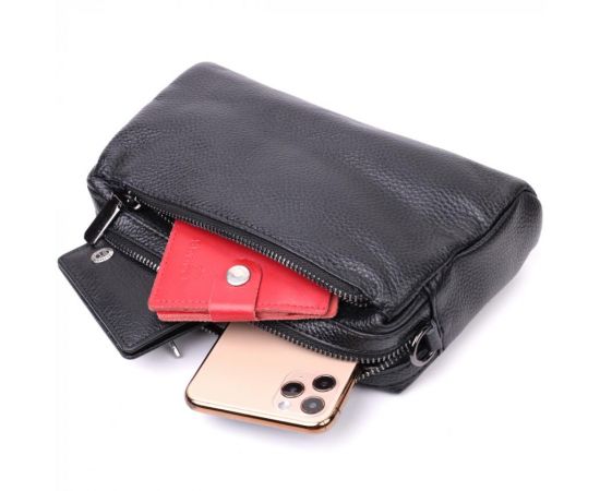 Придбати Женская сумка-клатч из мягкой натуральной кожи Vintage 22375 Черная, image , зображення 8, характеристики, відгуки