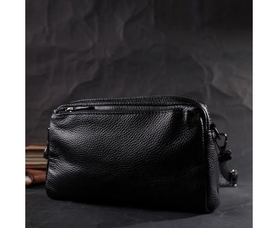 Придбати Женская сумка-клатч из мягкой натуральной кожи Vintage 22375 Черная, image , зображення 9, характеристики, відгуки