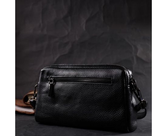 Придбати Женская сумка-клатч из мягкой натуральной кожи Vintage 22375 Черная, image , зображення 10, характеристики, відгуки