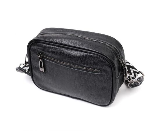 Придбати Классическая кожаная женская сумка через плечо на одно отделение Vintage 22387 Черная, image , зображення 2, характеристики, відгуки