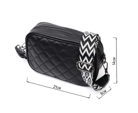 Придбати Классическая кожаная женская сумка через плечо на одно отделение Vintage 22387 Черная, image , зображення 3, характеристики, відгуки